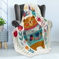 thumbnail image 4 of Bear Soft Flannel Fleece Throw Blanket, Cartoon with Flowers and Leaves Spring Inspired Botanical Composition, Cozy Plush for Indoor and Outdoor Use, 50" x 60", Multicolor, by Ambesonne, 4 of 5