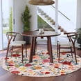 thumbnail image 5 of Pink Flowers Round Rug 8ft Washable Circle Rugs Non Slip Spring Farmhouse Floral Leaves Vintage Large Area Rug Indoor Floor Carpet for Bedroom Kitchen Living Room Home Office Dining Room Nursery, 5 of 8