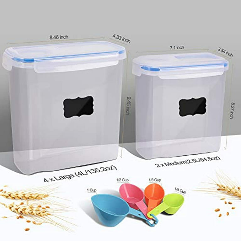 Cereal Container Set - Large Plastic Food and Snack Kitchen