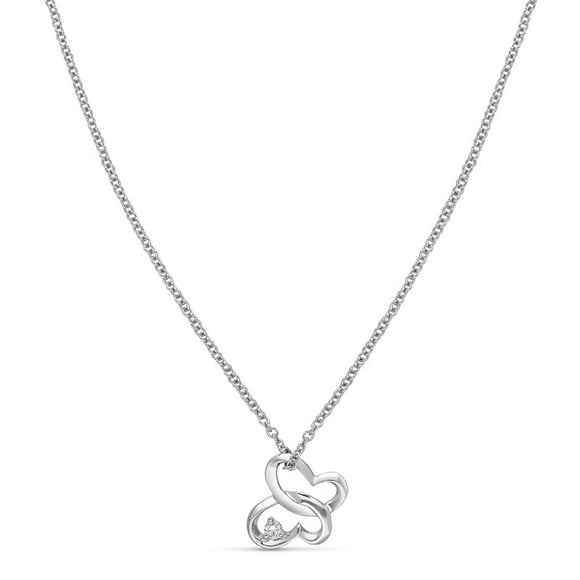 Pendentif Diamant Canadien en Argent Sterling 18 Pouces avec Papillon.03ctw Si2