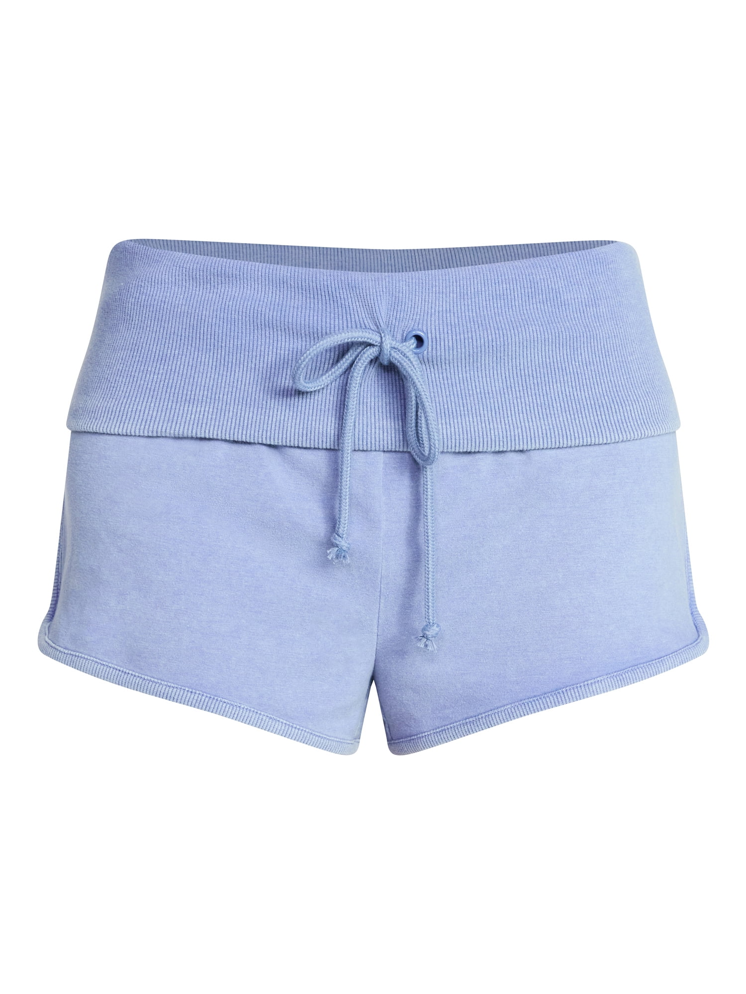 No Boundaries Jersey Ribbed Waistband Foldover Shorts, 1.5'' Inseam, Women's XXS-XXL
