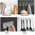 thumbnail image 6 of JilgTeok 4 Packs Transparent Wall Hooks for Bathroom Kitchen Living Room, Strong Adhesive Hooks No Nails Damage, Multi-Purpose Hanging Hooks for Towels Keys Decor, 6 of 8