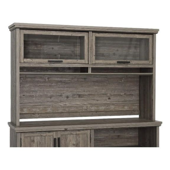 Pemberly Row Modern Engineered Wood Hutch in Pebble Pine / Brown