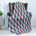 thumbnail image 4 of Fractal Soft Flannel Fleece Throw Blanket, Mosaic Style Hexagonal Mirroring Geometrical Shape Creative Trippy Pattern Design, Cozy Plush for Indoor and Outdoor Use, 60" x 80", Blue Red, by Ambesonne, 4 of 5