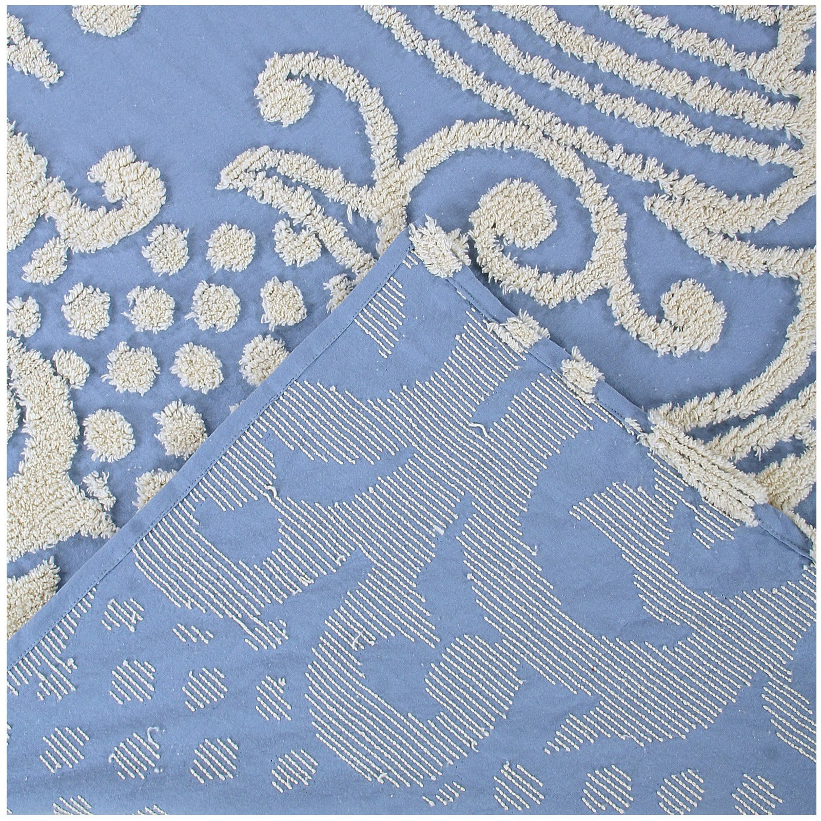 Better Trends Florence Medallion 100% Cotton For All Ages Full/Double Bedspread - Blue