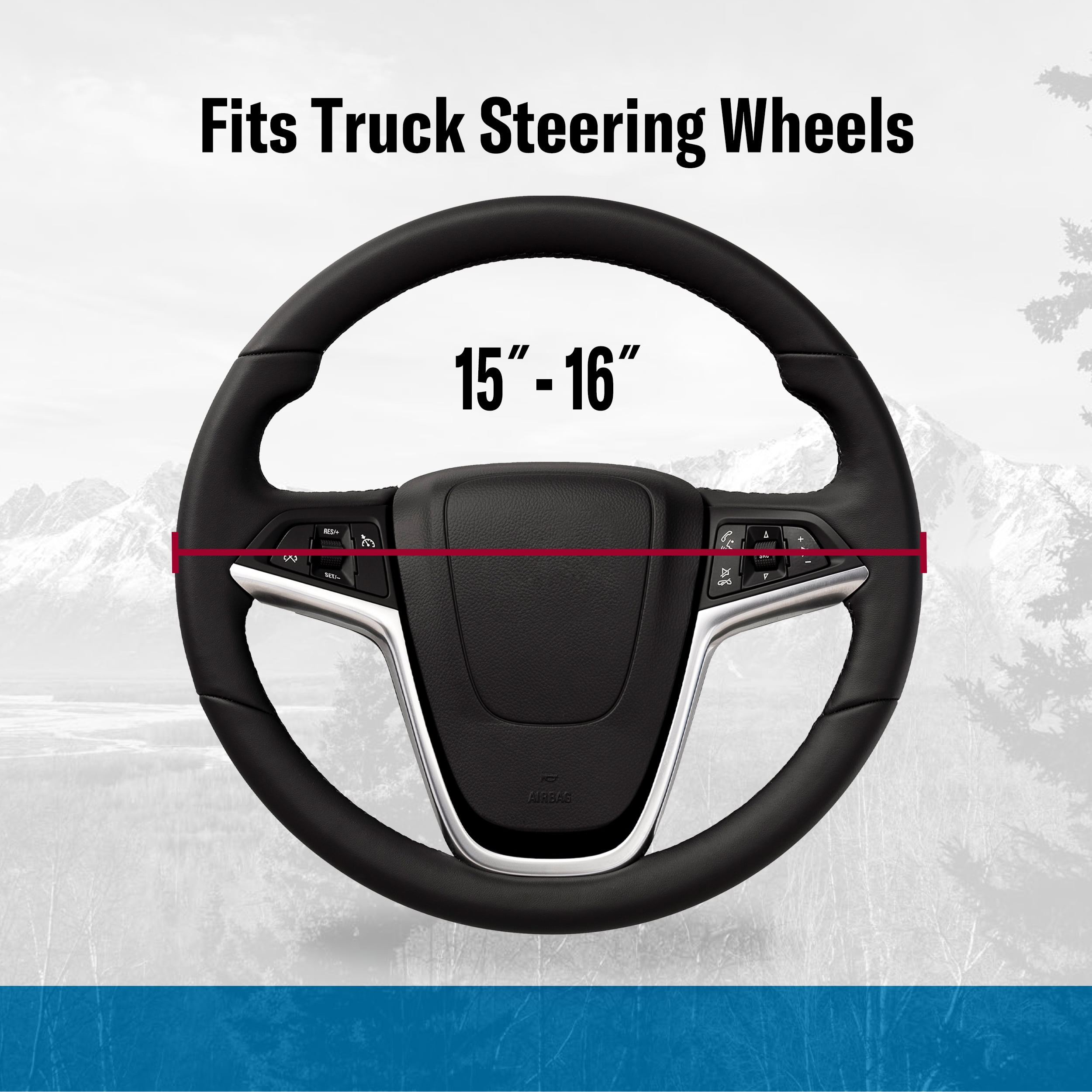 Genuine Dickies Brown Heavy-Duty Bonded Leather Truck Steering Wheel Cover, 34425PWDI