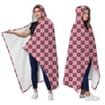 thumbnail image 2 of Wearable Blanket,Pink Brown Heart Checkered Pattern Hooded Wearable Flannel Blanket for Adults & Teens,Winter Poncho Shawl Wrap Cape Cozy Anti-Pill,50"x60", 2 of 5