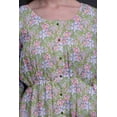 thumbnail image 3 of Bimba Green Anemone & Lavender Blue Flower Floral Floral Print Button Down Long Sleeve Midi Dress Women Clothing-Medium, 3 of 7
