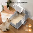 thumbnail image 3 of Stainless Steel Cat Litter Box with Lid, Extra Large Enclosed Metal Litter Pan with High Sides, Full Flip Cover Litter Box for Large Cat, Include Scoop & Step, Leak Proof Easy Clean Odor Control, 3 of 9