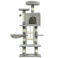 thumbnail image 1 of Large Light Grey Cat Tree Tower - 52" Multi-Level Indoor Cat Condo with Scratching Posts, House & Hammock for Living Room & Playtime, 1 of 7