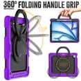 thumbnail image 3 of Case for iPad Air 13 inch/iPad Pro 12.9 inch (3rd/4th Gen), 360 Rotating Stand Handle Pencil Holder Shoulder Strap Heavy Duty Shockproof Cover, Purple, 3 of 7