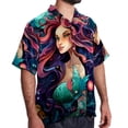 thumbnail image 2 of Mermaid Men's Casual Hawaiian Shirts, Printed Button Down Short Sleeve Summer Beach Tops with Spread Collar - Unisex, 2 of 6
