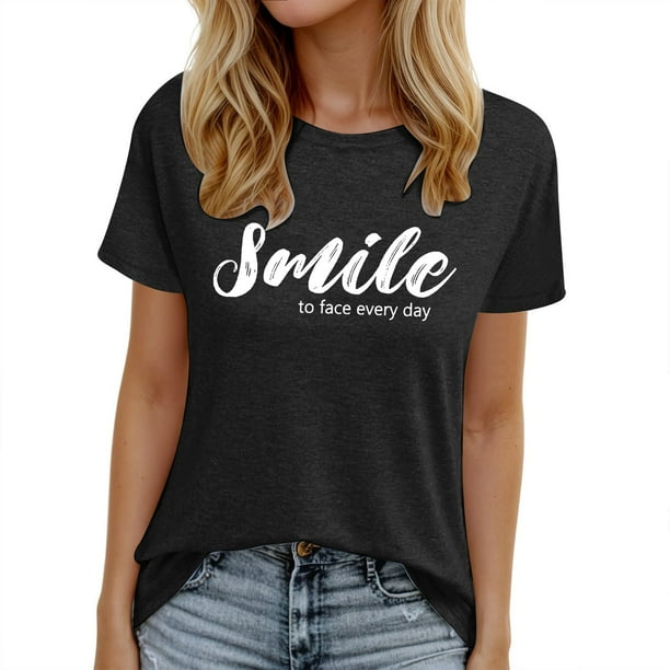 Camiseta informal de manga corta con cuello en V y estampado para mujer - Poliéster y spandex, transpirable, diseño floral - Top de moda para verano/otoño