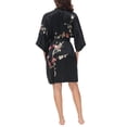 thumbnail image 5 of OSCAR ROSSA Women's Silk Sleepwear 100% Silk Charmeuse Short Robe Kimono, Plum Blossom  Bird, 5 of 11