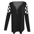 thumbnail image 4 of T-Shirt à Manches Longues Femme Mode Automne Blouse Solide Zip Tops, 4 of 5