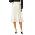 thumbnail image 3 of INSPIRE CHIC Women's Elegant Fishtail Skirt High Waist Belted Work Midi Mermaid Skirts 2XL White, 3 of 5