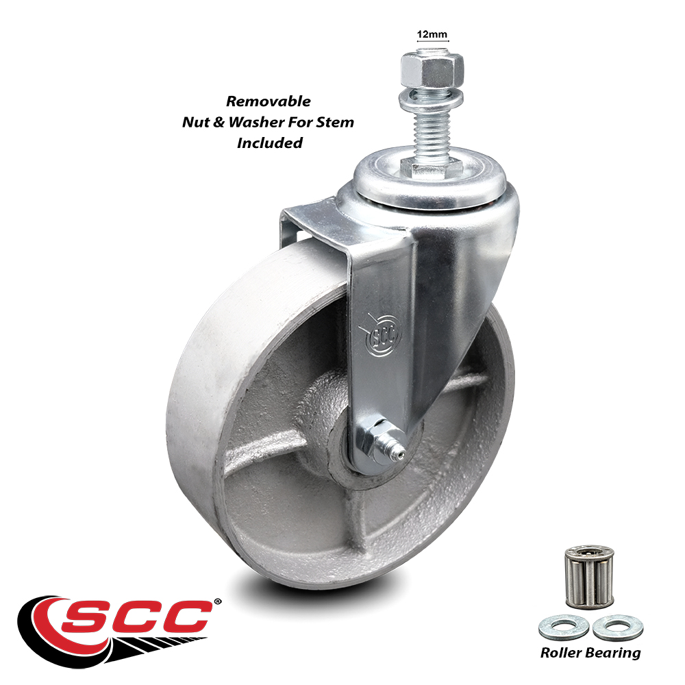 Semi Steel Cast Iron Swivel Threaded Stem Caster w/Roller Bearing 5