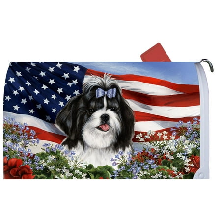 Shih Tzu Black/White - Best of Breed Patriotic I Dog Breed Mail Box
