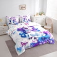 thumbnail image 2 of Erosebridal Kids Cute Unicorn Bedding Comforter Set 7-Piece,Boys Girls Flying Butterflies King Bedding Sets,Blue Purple,Lightweight Room Decor, 2 of 6