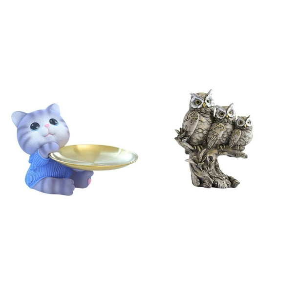 Figura de oso,Bandeja para gatos Bandeja para dulces para gatos Bandeja para estatuas de resina,Figuras de búho,Figuras de búho,animales artificiales,artesanías,decoración del hogar,Figura