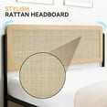 thumbnail image 4 of Metal Bed Frame with Rattan Headboard and Wooden Footboard,Bohe Style Platform Bed Frame with Underbed Storage Space,Noiseless,No Spring Box Needed, Oak, 4 of 8
