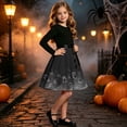 thumbnail image 6 of Mitankcoo Girls Halloween Dresses Long Sleeve Crew Neck Swing Midi Dress with Belt for Casual Wear 5-14Y, 6 of 8