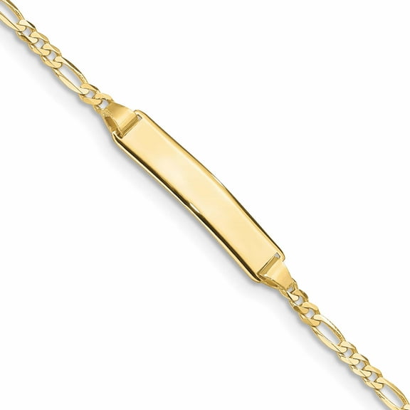 10K Yellow Gold Figaro Link Id Bracelet (5.5 X 5) Made In United States 10fig060id-5.5