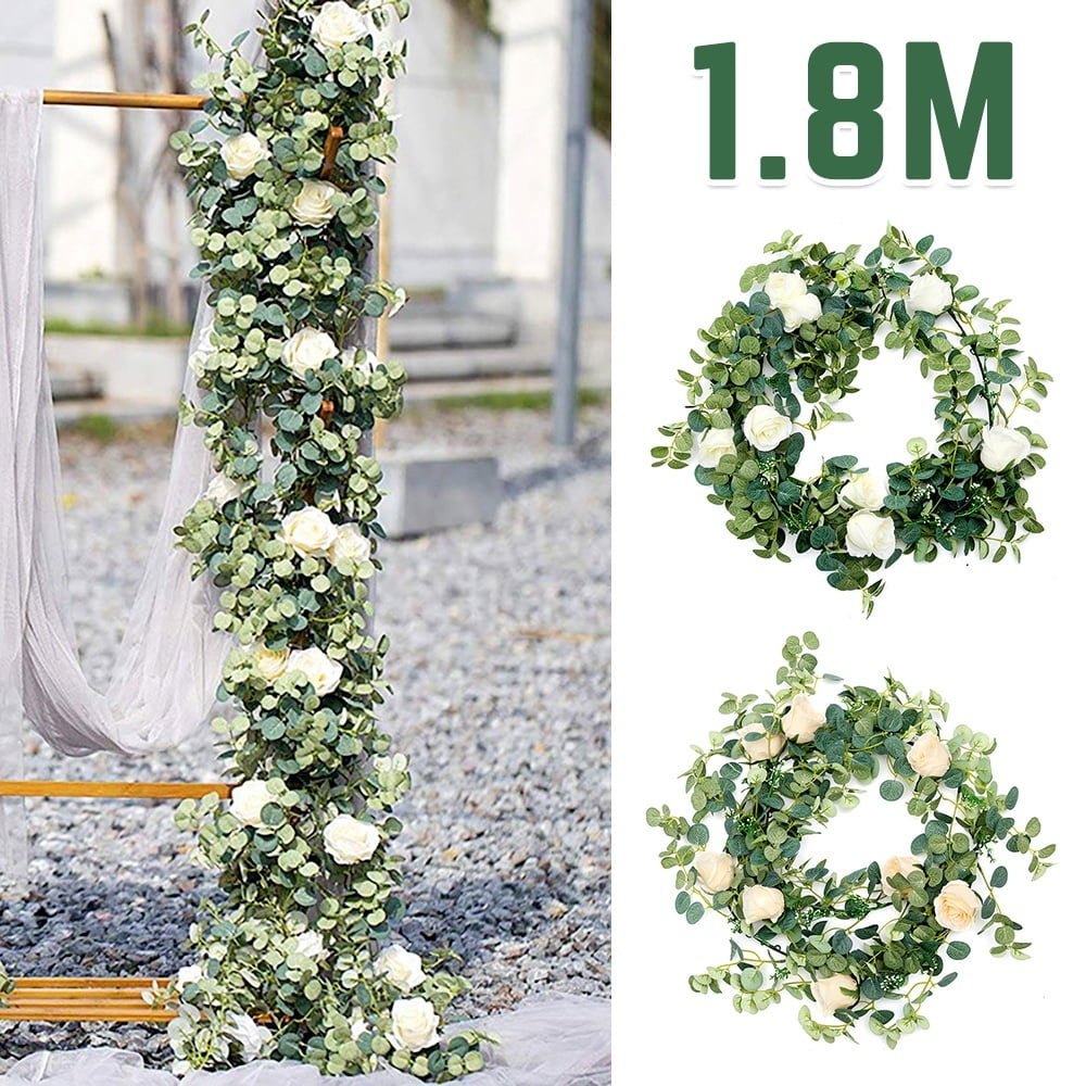 1.8M Artificial Green Willow Branch Leaves Vine Garland Wedding Backdrop Decor # 