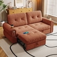 thumbnail image 4 of 77" Queen Size Sofa Bed, Loveseat Sleeper Sofa with Pull Out Bed and USB, 2 Seater Convertible Small Couch for Living Room Bedroom Apartment (Brown, Chenille), 4 of 7