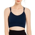 thumbnail image 2 of Clearance! Hontri Push Up Bras for Women Back Sport Bras Padded Strappy Cropped Bras for Yoga Workout Fitness Bras Bras for Women Navy,L, 2 of 5