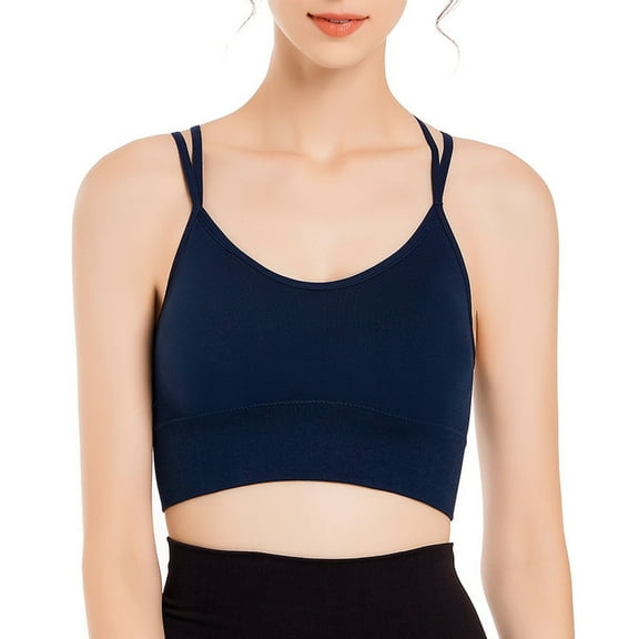 Aayomet Sports Bras for Women Womens Back Sport Bras Padded Strappy Cropped Bras For Yoga Workout Fitness Bras,Navy XXL
