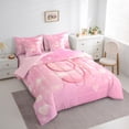 thumbnail image 3 of Homewish Number 9 7-Piece Bedding Comforter Set,Personalized Birthday King Bedding Sets,Pink Lovely Bow Knot Bed Sheets For Girls,Luxury Bedroom Decor Reversible, 3 of 8
