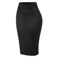 thumbnail image 3 of MixMatchy Women's Solid High Waist Knee Length Back Split Suede Skirt, 3 of 4