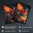 thumbnail image 3 of Majestic Phoenix Bird Spreading Wings Concept Painting Blue Orange Red Mythical Creature Rising From Fire Ashes Vibrant Portrait Artwork Framed Wall Art Print A4, 3 of 3
