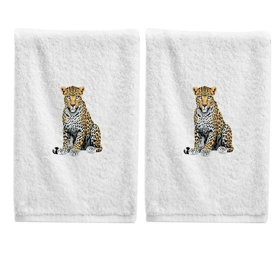 Ryvnso Leopard Hand Towels Set for Bathroom Cotton Face Towel Decorative 15.5x29.5 inch