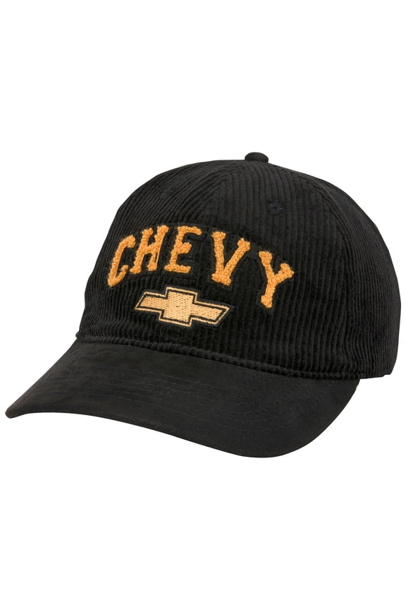 Hat - Chevy 3D Embroidered Appliqued Chenille Low Profile Adjustable Black Cap