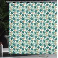 thumbnail image 3 of Ambesonne Tropical Shower Curtain, Palm Monsteras Strelitzias, 69"Wx75"L, Dark Teal and Pale Vermilion, 3 of 4