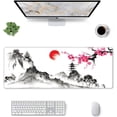 thumbnail image 2 of Watercolor Japanese Hills Cherry Blossom Gaming Mouse Pad XL, Non Slip Rubber Base Mousepad, Stitched Edges Desk Pad, Extended Large Mice Pad,31.5 X 11.8 Inch, 2 of 6