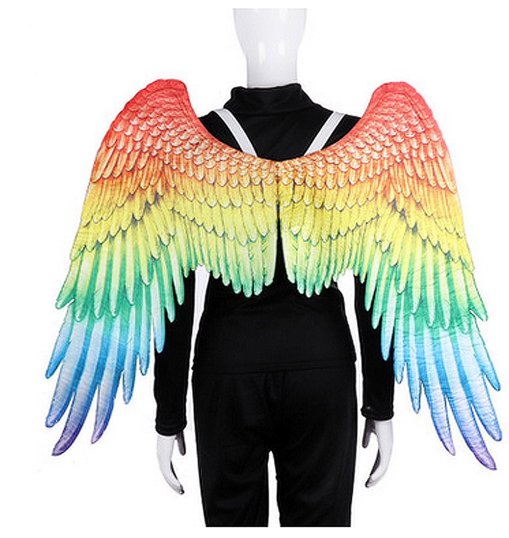 Citgeett Halloween 3D Angel Wings Child Fairy Black White Wings Adult Fancy Dress Feather Costume Prop (Rainbow) Images Citgeett Halloween 3D Angel Wings Child Fairy Black White Wings Adult Fancy Dress Feather Costume Prop (Rainbow)