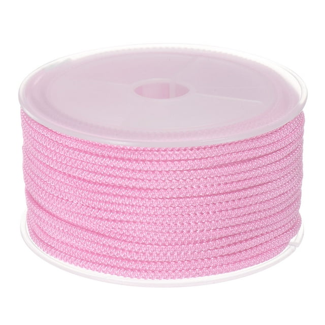 Unique Bargains Cordon de Perlage en Nylon 2 mm, Fil Tressé en Nylon Extra Résistant pour Fabrication de Colliers, 15 M/49 Pieds, Rose