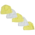 thumbnail image 1 of Bonnets pour Bébé, Jaune & Blanc - Lot de 5, 1 of 1