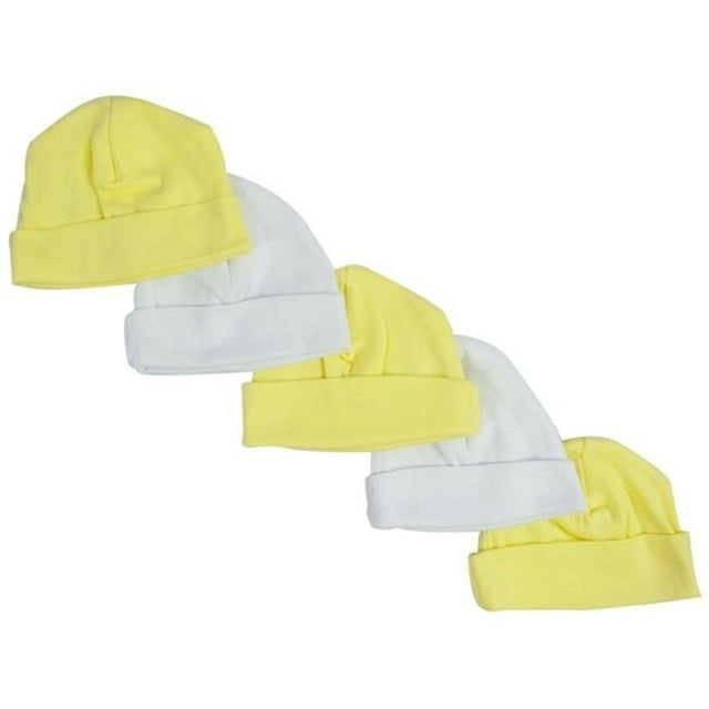 Bonnets pour Bébé, Jaune & Blanc - Lot de 5