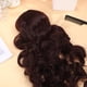thumbnail image 2 of Peluca larga ondulada para mujeres negras: Peluca sintética encantadora con raya al medio y rizada, cabello natural resistente al calor para uso diario en fiestas., 2 of 6