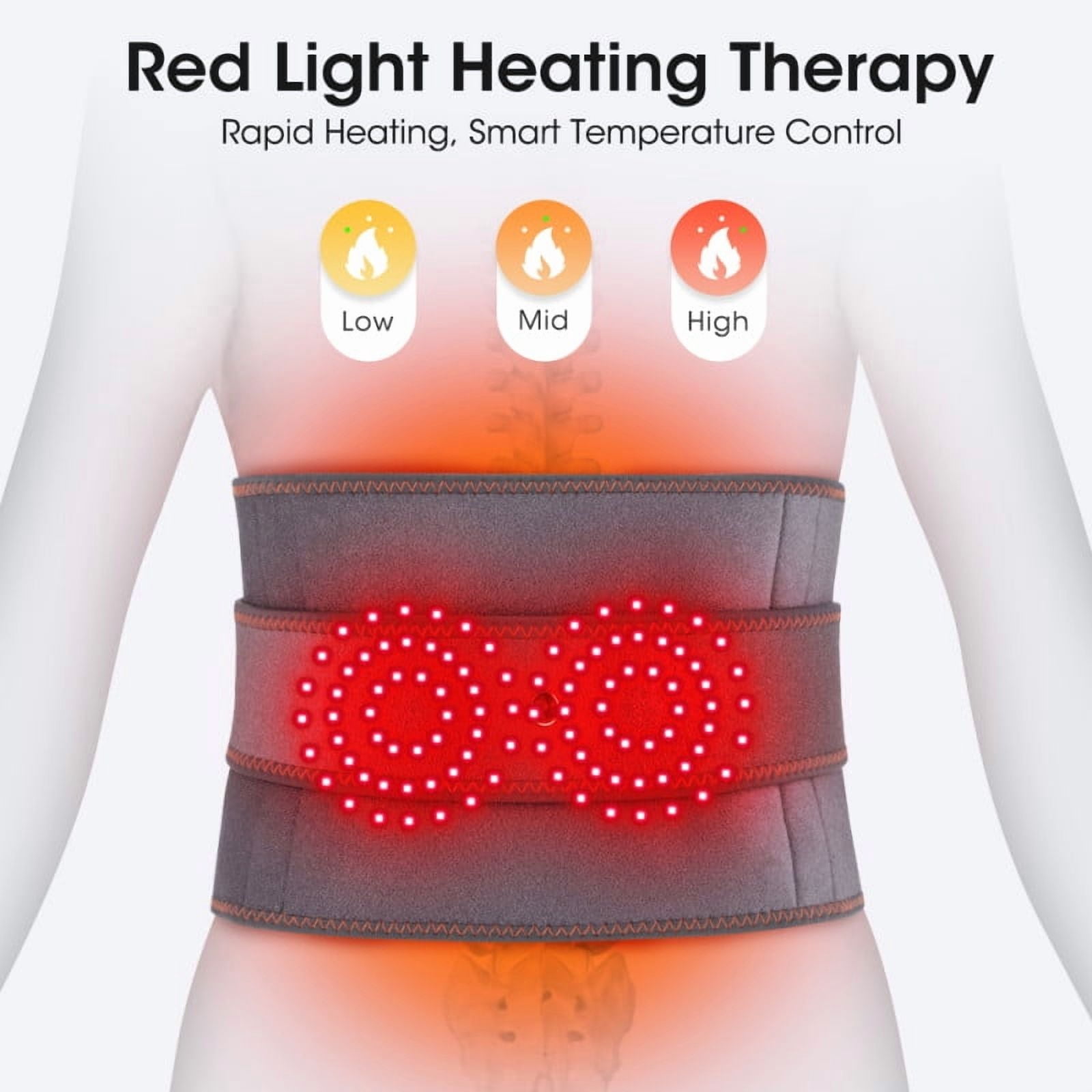Cordless Heating Pad for Lower Back, Heated Waist Massager, Adjustable Electric Heating Wrap for Waist, Abdomen, with 3 Heat & 3 Vibration Levels, 5000mAh Battery