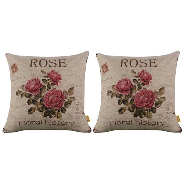 2X Vintage Floral / Flor de de Almohada Decorativa de Cojín Sofá Casero (3 Rosas)