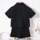 thumbnail image 3 of MKLEKYY conjunto de 2 Piezas de Ropa para Bebés y Niños Pequeños, Camisa Acanalada con Botones y Pantalones Cortos con Bolsillo, 12 Meses, 6T, Sin Camiseta, 3 of 4