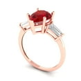 thumbnail image 2 of 2.5 ct Pear Cut Simulated Ruby Three-Stone Engagement Ring for Women in 18K Rose Gold, 2 of 5