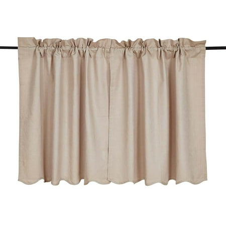 Greige Solid Natural Tan Farmhouse Kitchen Curtains ...