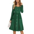 thumbnail image 2 of Lovzfmll Robe Maxi Trapèze pour Femme, Mode, à Volants, Unie, Élégante, à Manches Longues, Col Rond, Verte, TG, 2 of 6