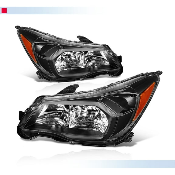 DNA Motoring For 14-16 Subaru Forester Black Amber Corner Headlight Lamps Pair LH RH